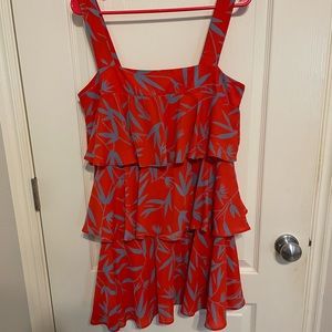 Ruffle Orange/Red & Blue dress